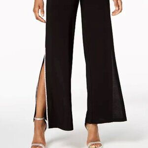 MSK Rhinestone Sequin Wide-Leg Pants